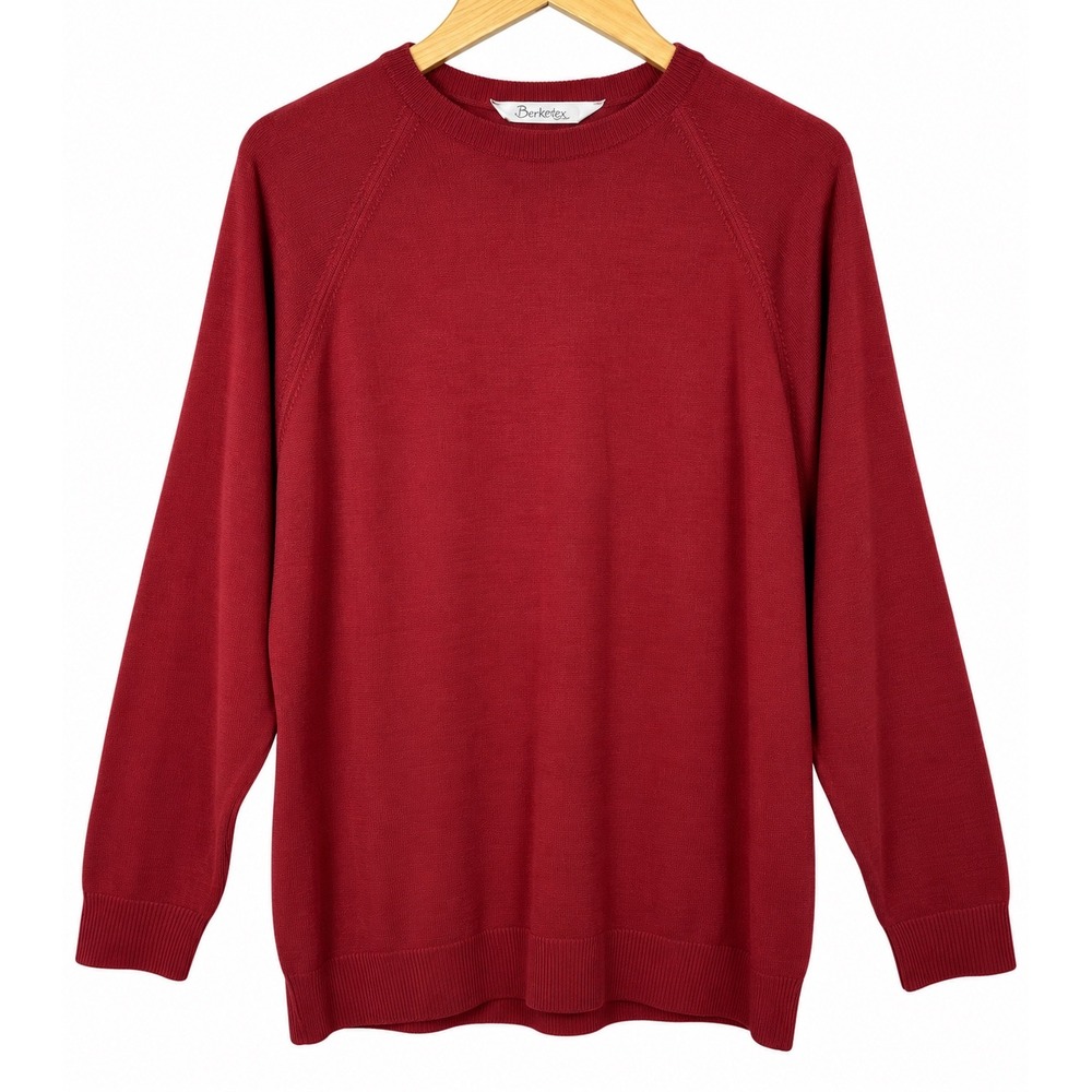 Vintage Berkertex Mens L Sweater Rustic Red Cashmilon Crewneck Made in Britain